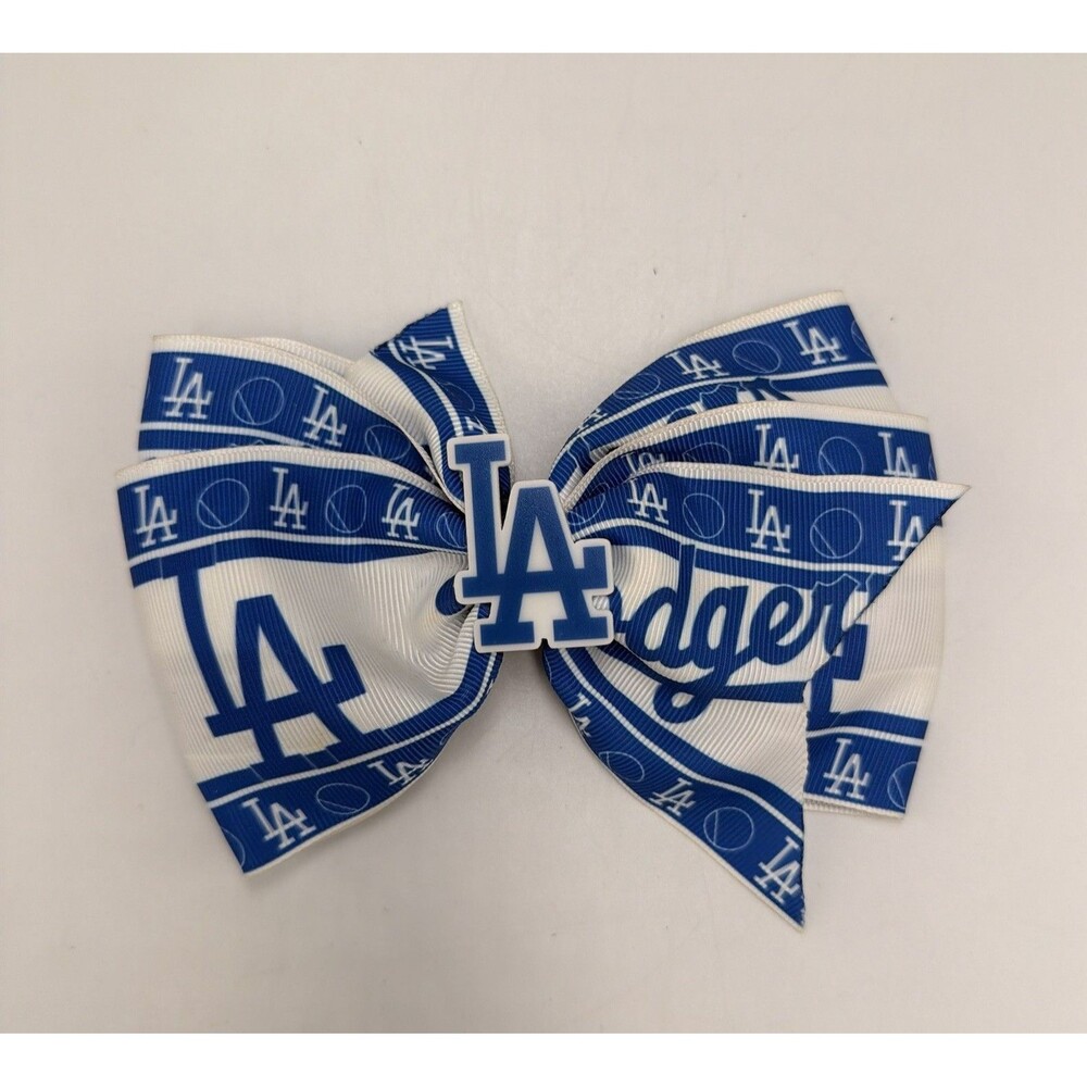 Los Angeles Dodgers LA Baseball Hair Bow Blue White Cheer Clip 6” MLB Style